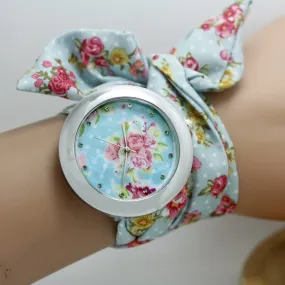 New design Ladies flower cloth wrist watch fashion women dress watch high quality fabric watch sweet girls watch