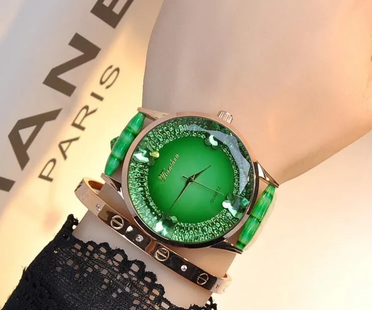 New fashion luxury brand Large Dial Diamond Watch women leather color diamond quartz watch