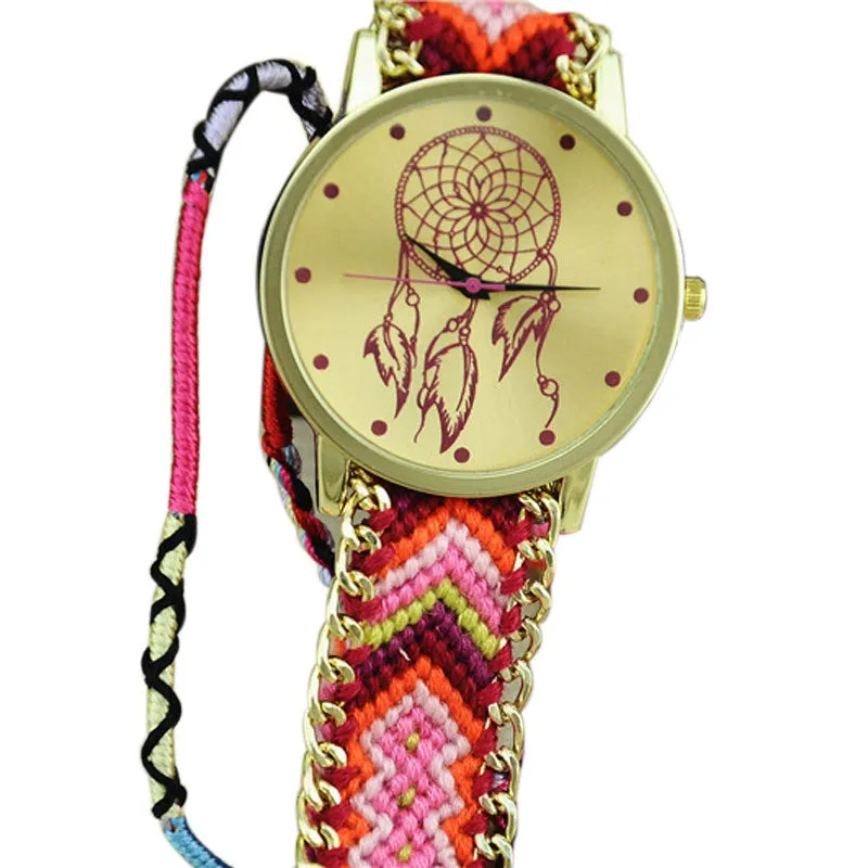 Newest Hot Girls Bracelet Quartz Watch Women Dream Catcher Friendship Women Braid Watches