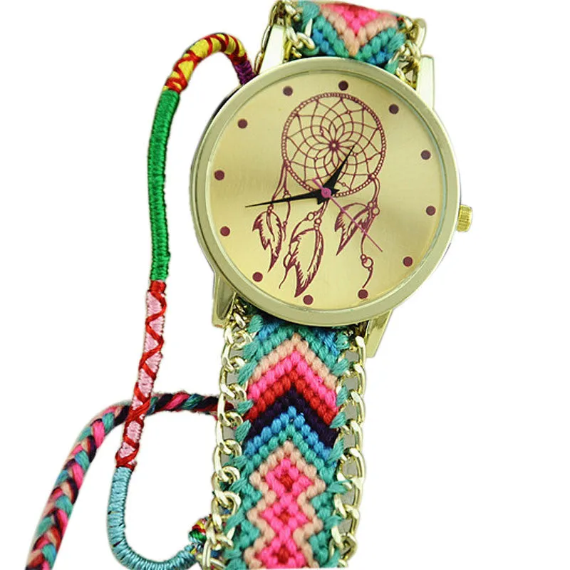 Newest Hot Girls Bracelet Quartz Watch Women Dream Catcher Friendship Women Braid Watches