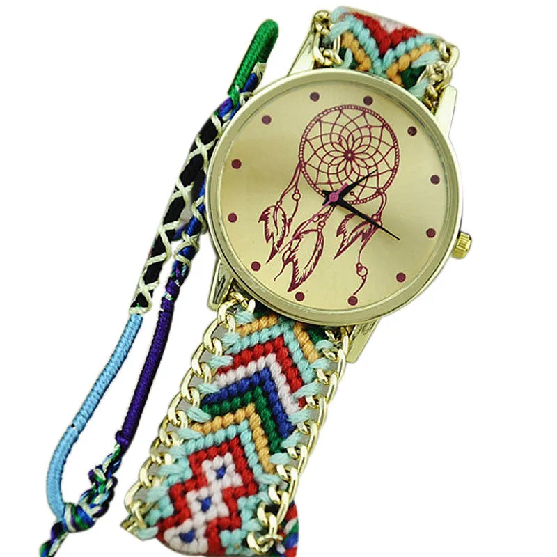 Newest Hot Girls Bracelet Quartz Watch Women Dream Catcher Friendship Women Braid Watches