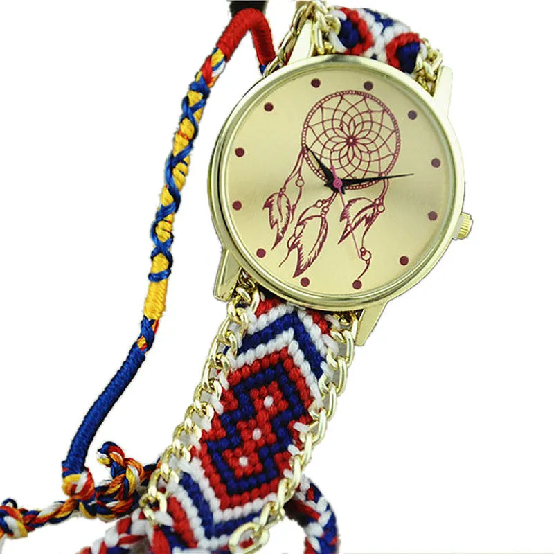 Newest Hot Girls Bracelet Quartz Watch Women Dream Catcher Friendship Women Braid Watches
