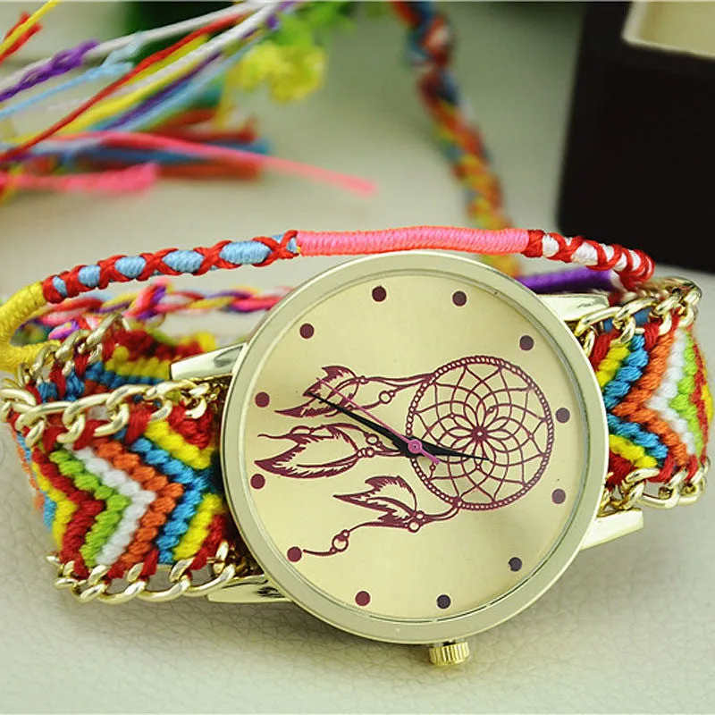 Newest Hot Girls Bracelet Quartz Watch Women Dream Catcher Friendship Women Braid Watches
