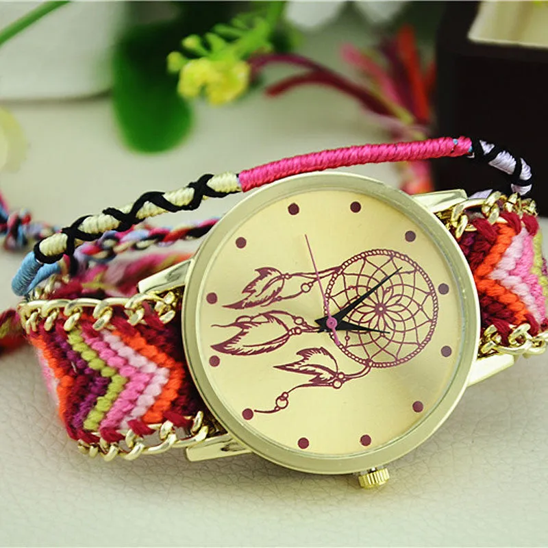 Newest Hot Girls Bracelet Quartz Watch Women Dream Catcher Friendship Women Braid Watches