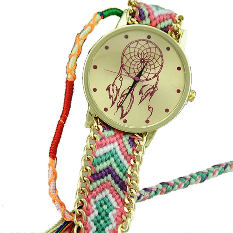 Newest Hot Girls Bracelet Quartz Watch Women Dream Catcher Friendship Women Braid Watches