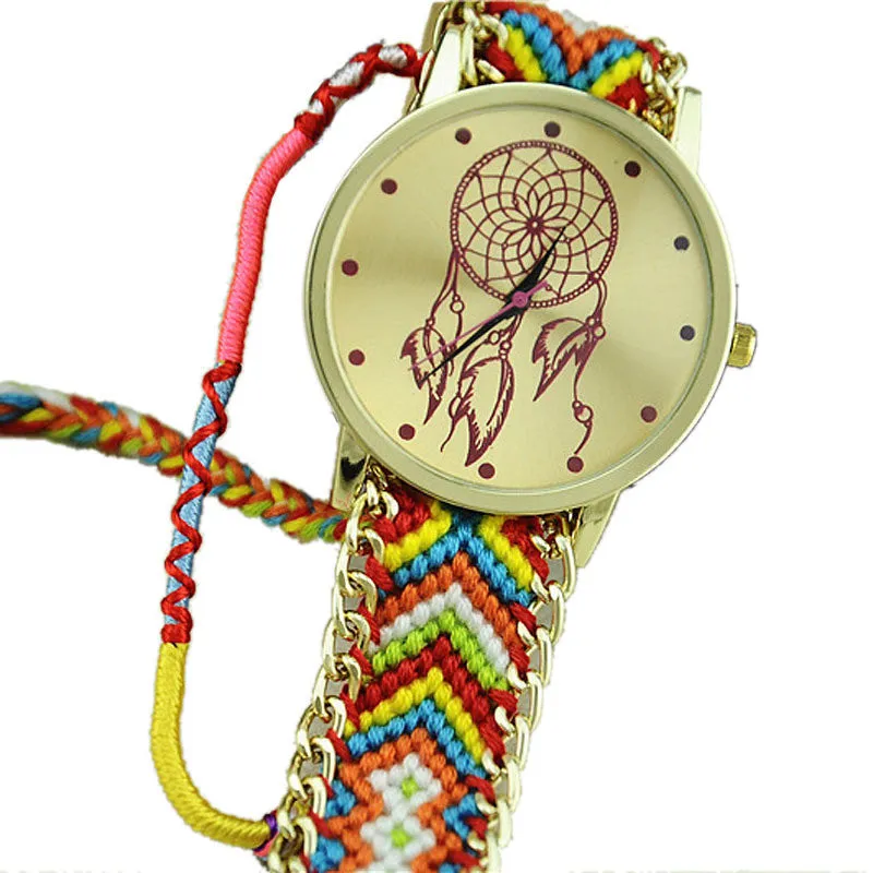 Newest Hot Girls Bracelet Quartz Watch Women Dream Catcher Friendship Women Braid Watches