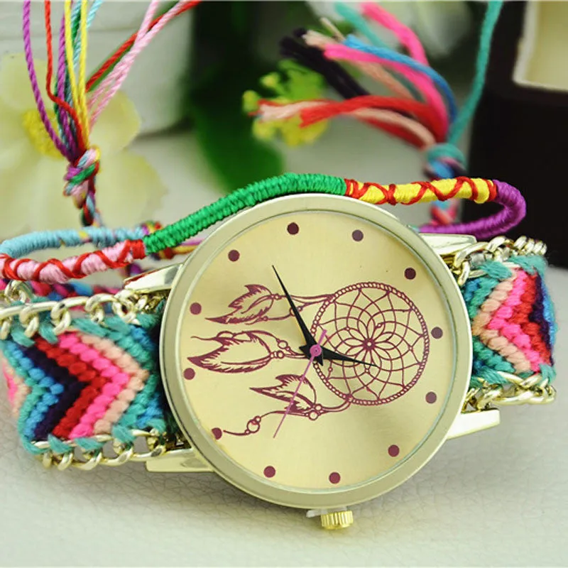 Newest Hot Girls Bracelet Quartz Watch Women Dream Catcher Friendship Women Braid Watches