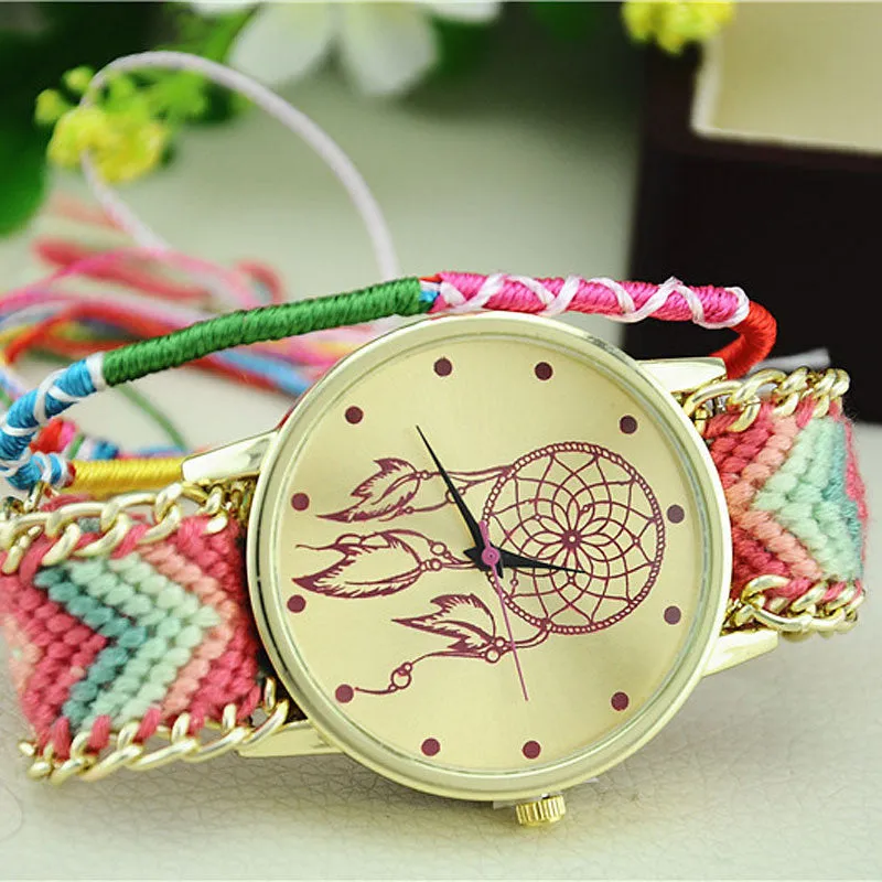 Newest Hot Girls Bracelet Quartz Watch Women Dream Catcher Friendship Women Braid Watches