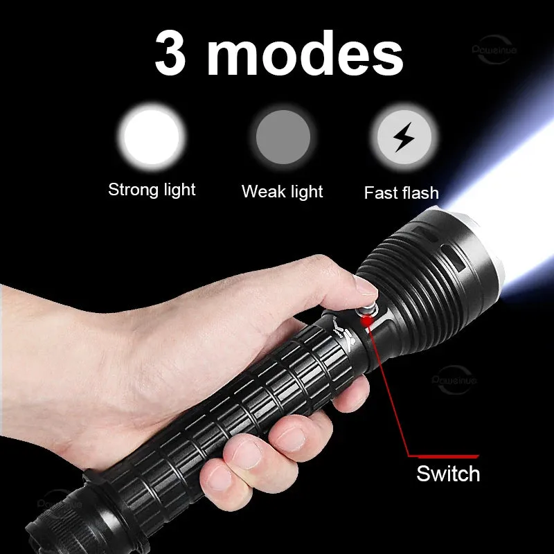 Newest XHP190 Professional Diving Flashlight IPX8 Underwater Lamp High Power LED Flashlights Powerful Scuba Diving Torch Lantern