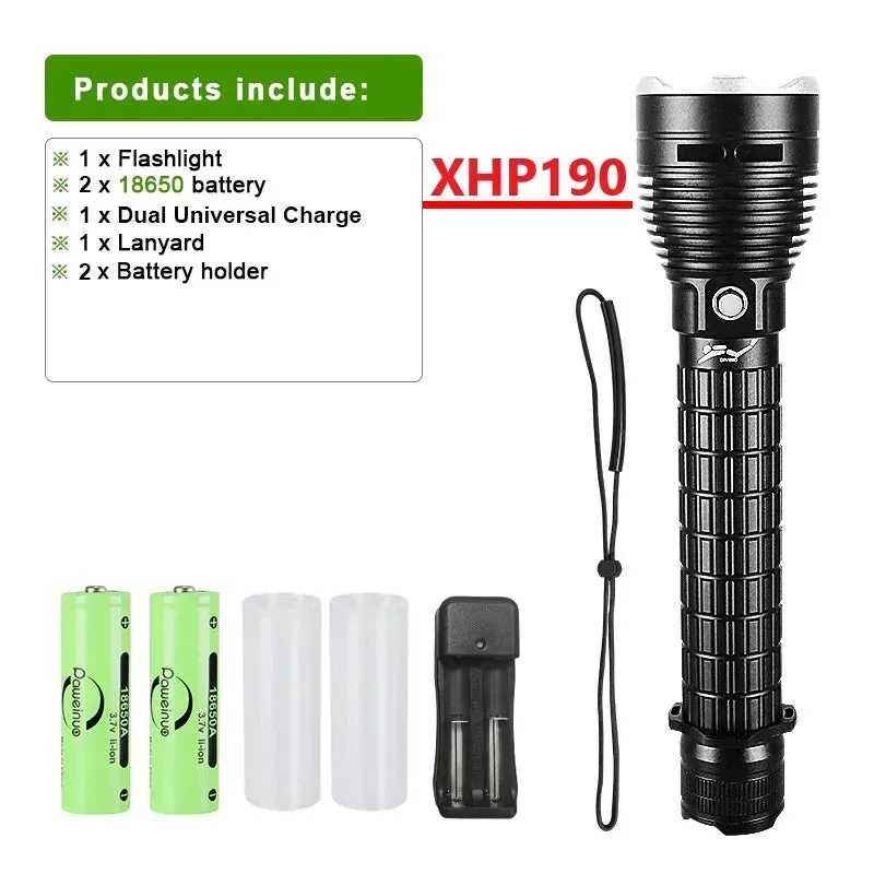 Newest XHP190 Professional Diving Flashlight IPX8 Underwater Lamp High Power LED Flashlights Powerful Scuba Diving Torch Lantern