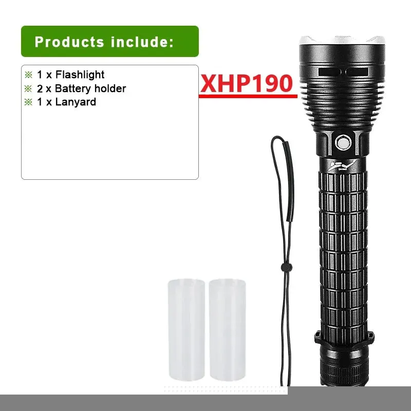 Newest XHP190 Professional Diving Flashlight IPX8 Underwater Lamp High Power LED Flashlights Powerful Scuba Diving Torch Lantern