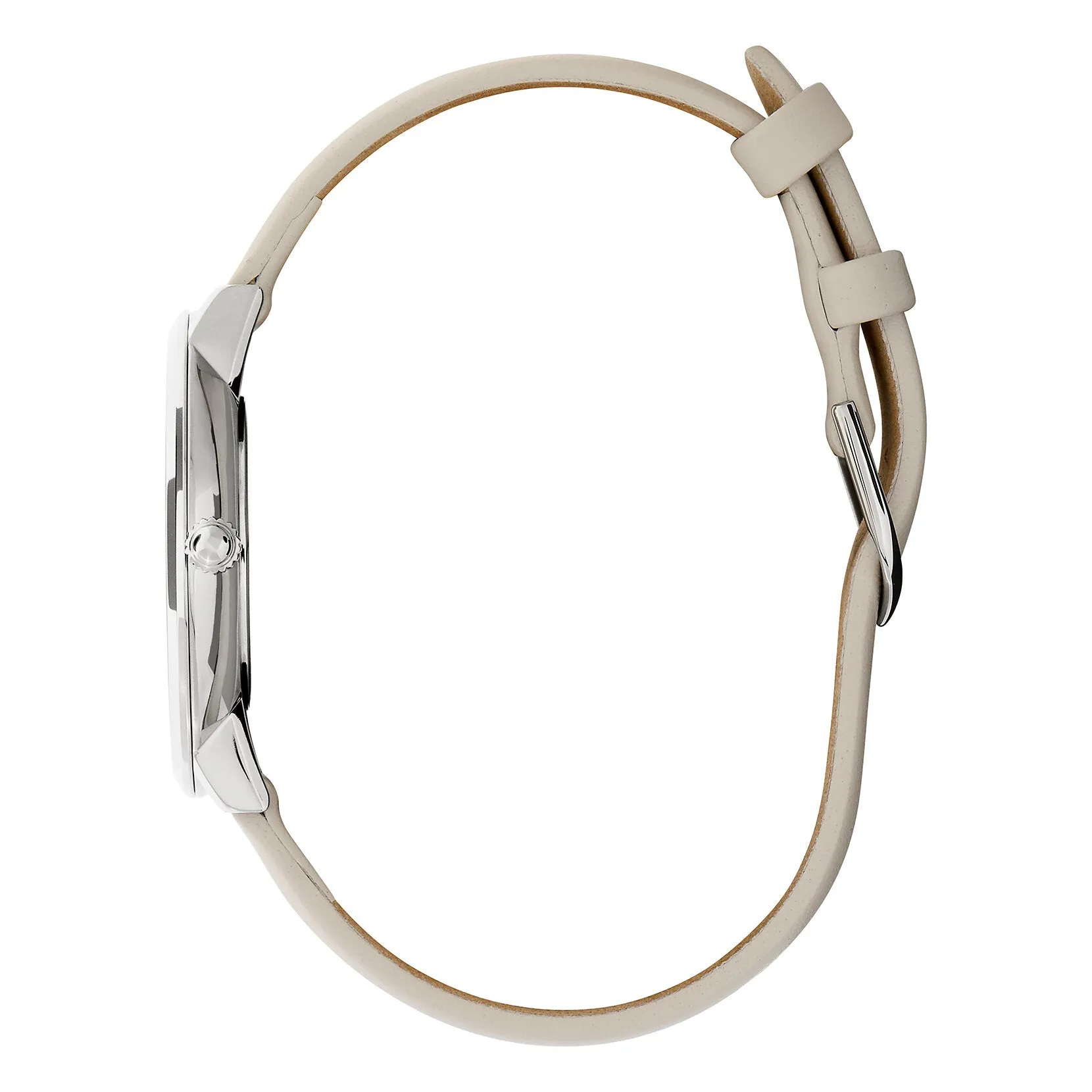 Olivia Burton Signature 35mm Floral Blooms Ultra Slim Silver & Antique Pearl Leather Strap Watch