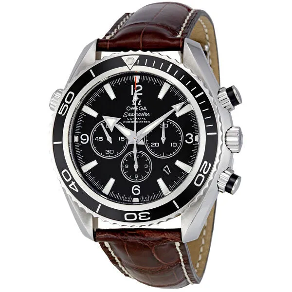 Omega SeaMaster Plant Ocean Black Dial Leather Strap Men's Watch 2910.50.37