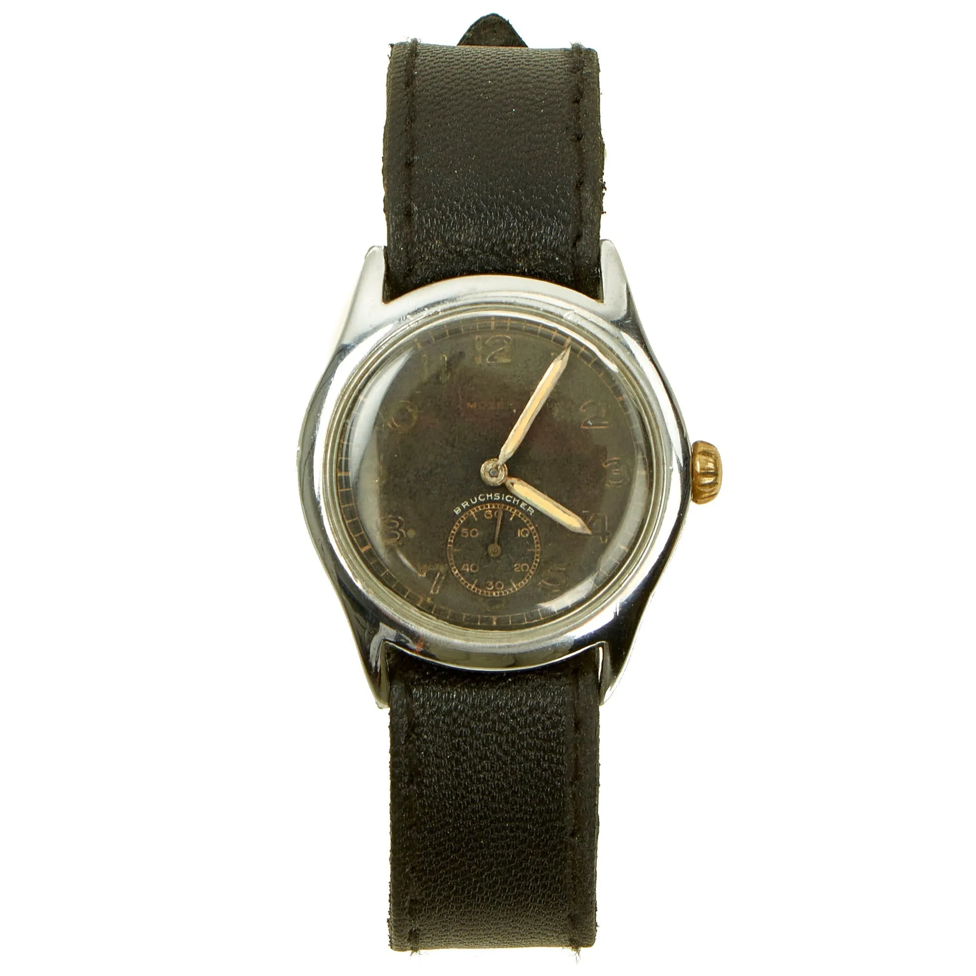 Original German WWII Swiss Made Wehrmacht D-H Wrist Watch by Moeris - Fully Functional