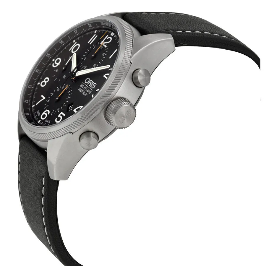 Oris Big Crown ProPilot Chronograph Black Dial Black Leather Men's Watch 774-7699-4134LS 01 774 7699 4134-07 5 22 19FC