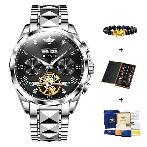 Oupinke Luxury Men Watch Chronograph Automatic Mechanical Watches Men