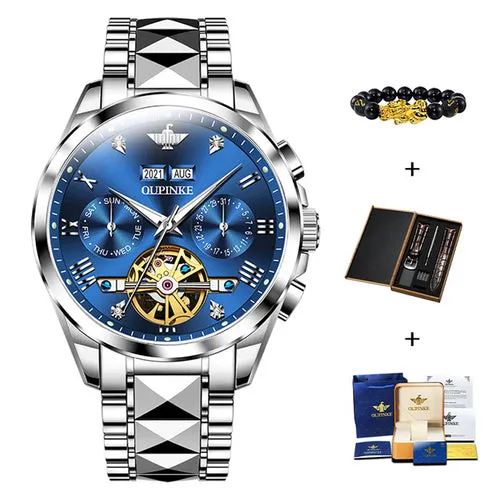 Oupinke Luxury Men Watch Chronograph Automatic Mechanical Watches Men