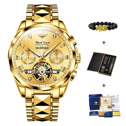 Oupinke Luxury Men Watch Chronograph Automatic Mechanical Watches Men