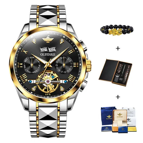 Oupinke Luxury Men Watch Chronograph Automatic Mechanical Watches Men