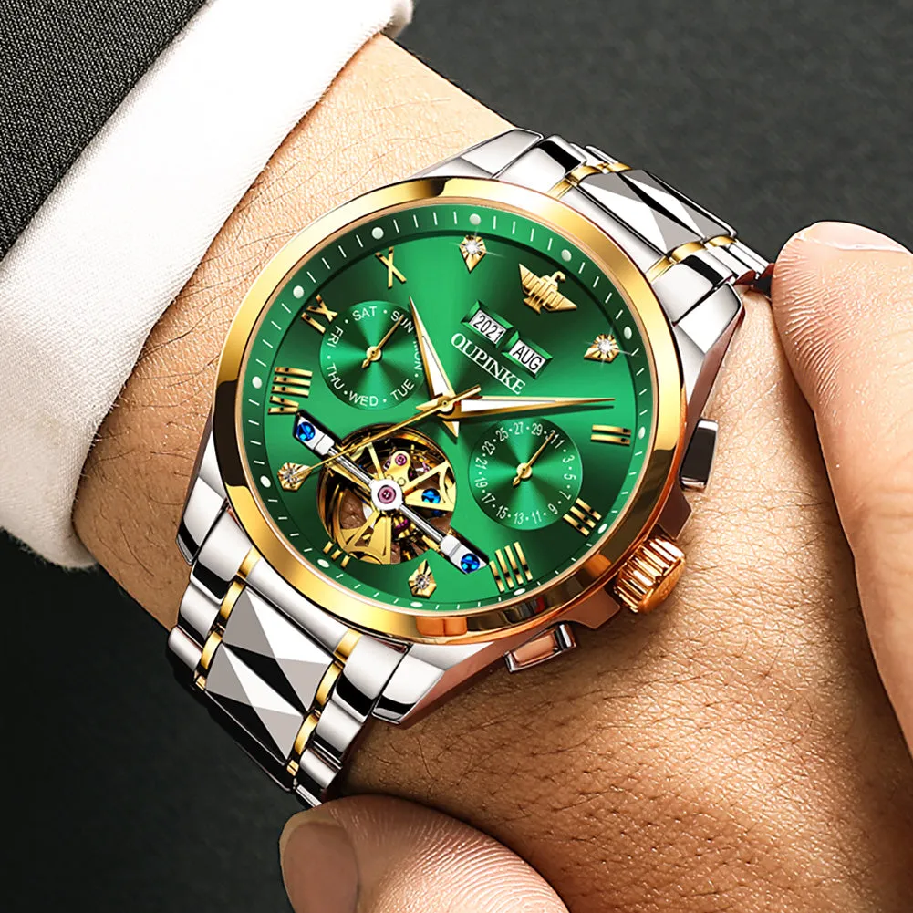 Oupinke Luxury Men Watch Chronograph Automatic Mechanical Watches Men
