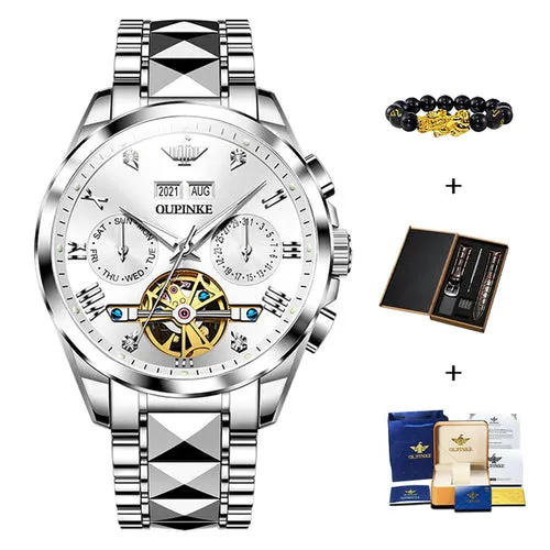 Oupinke Luxury Men Watch Chronograph Automatic Mechanical Watches Men