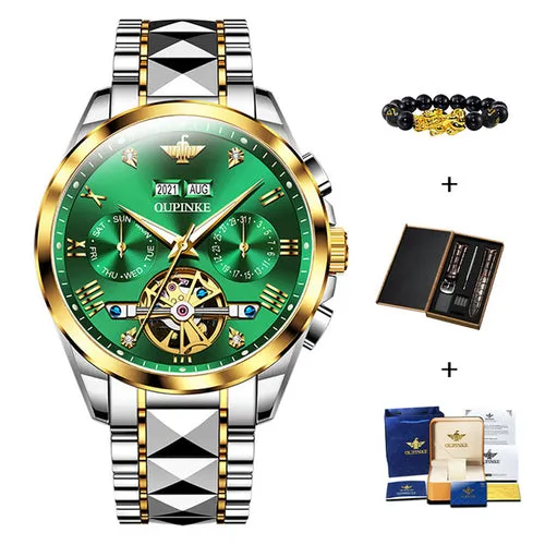 Oupinke Luxury Men Watch Chronograph Automatic Mechanical Watches Men