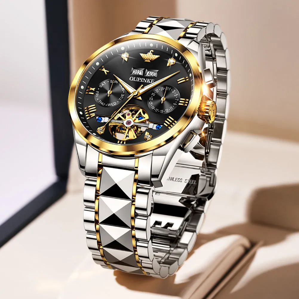 Oupinke Luxury Men Watch Chronograph Automatic Mechanical Watches Men