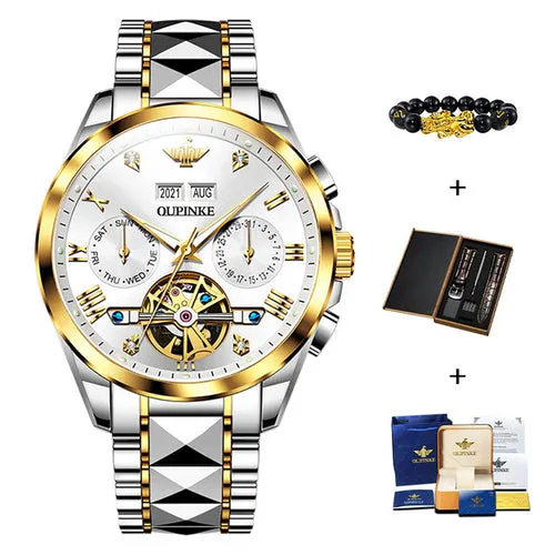 Oupinke Luxury Men Watch Chronograph Automatic Mechanical Watches Men
