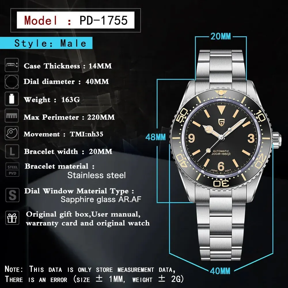 PAGANI Design 1755 New 40mm Luxury Automatic Mechanical Watch with NH35