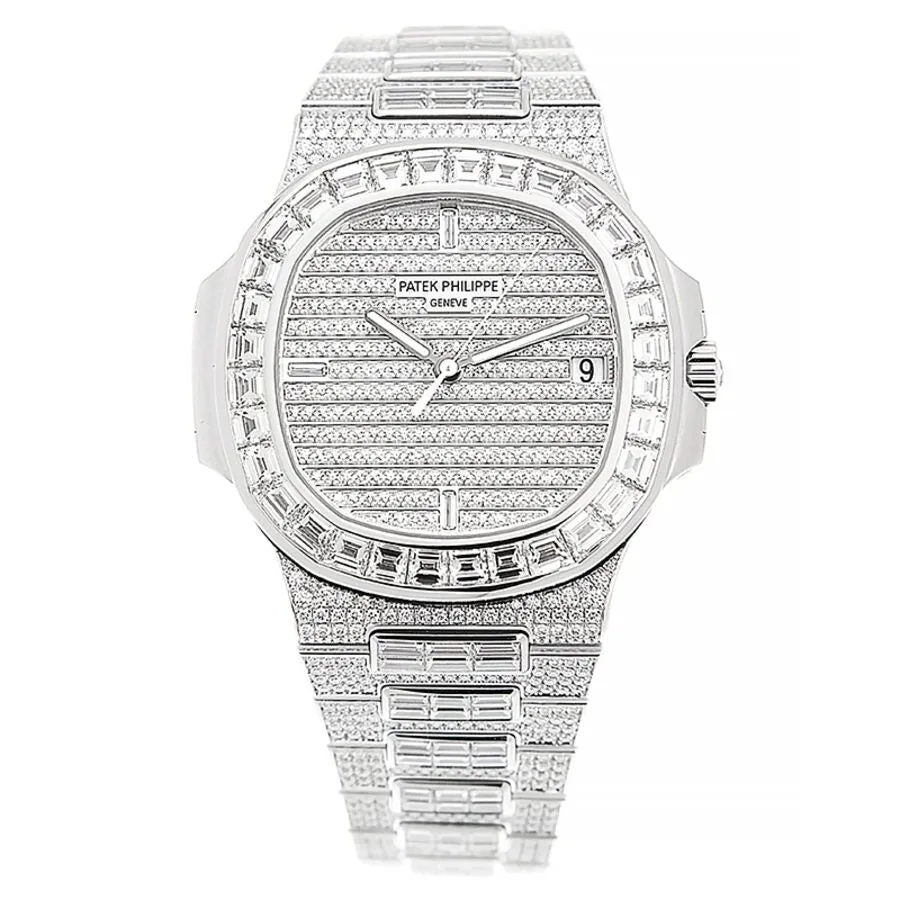 Patek Philippe Nautilus Automatic Diamond Silver Dial Watch 5719-10G-010
