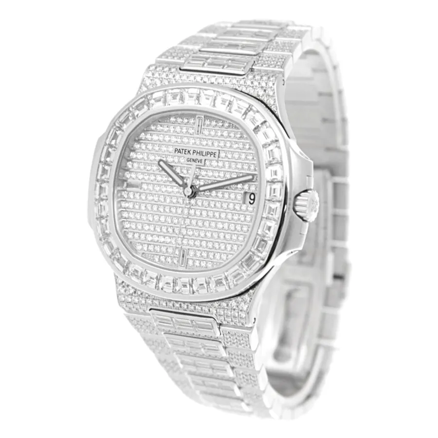 Patek Philippe Nautilus Automatic Diamond Silver Dial Watch 5719-10G-010