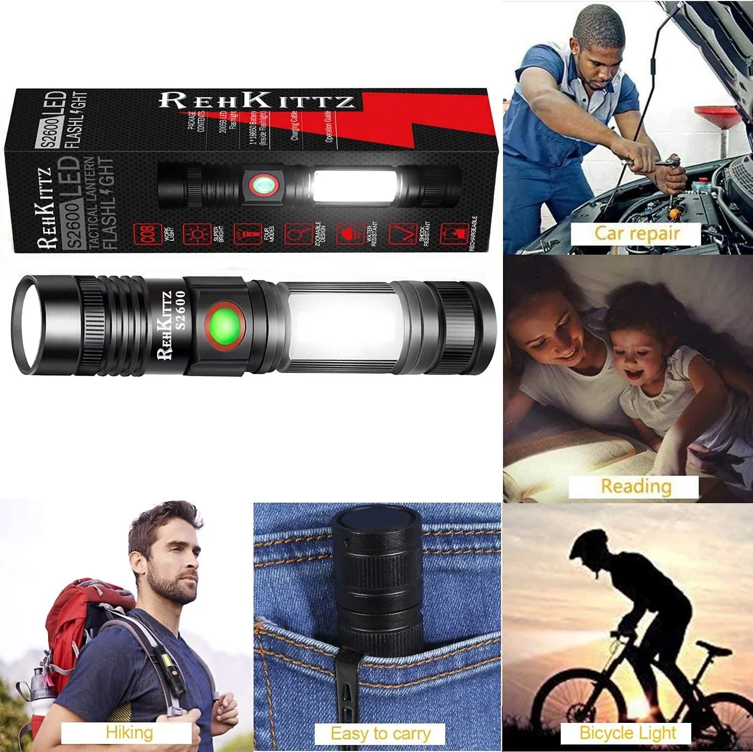 PowerBeam 2500: Rechargeable Mini Magnet Torch with COB Work Light