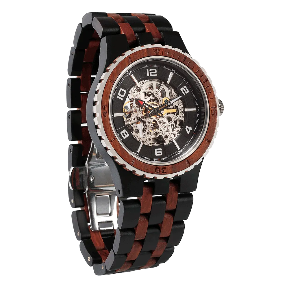Premium Men's Automatic Ebony & Rosewood Watches Ebony & Rosewood