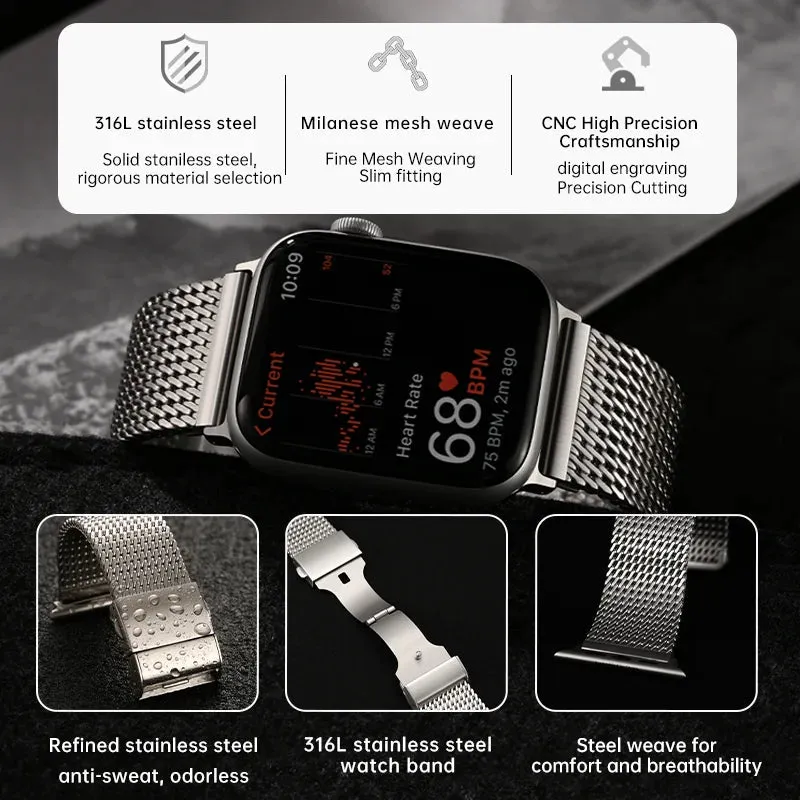 Premium Mesh Milanese 316L Stainless Steel Apple Watch Bands