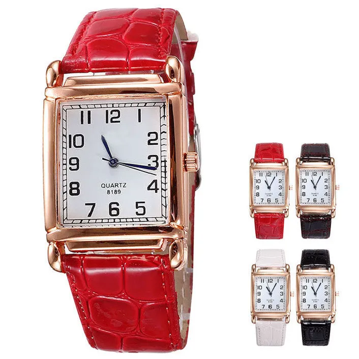 Reloj Mujer Women Crocodile Leather Watch Unisex Stainless Steel Quartz Hour Clock Sport Wristwatch Lady Relogio Feminino