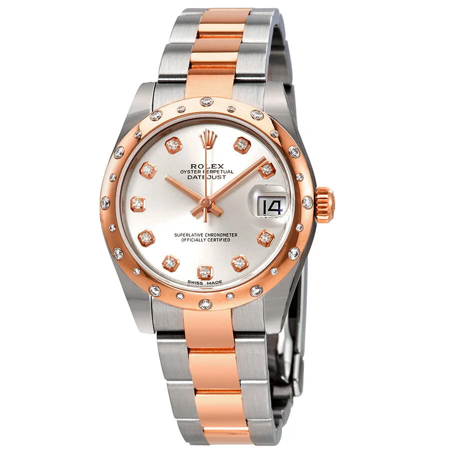 Rolex Datejust 31 Automatic Silver Diamond Dial Ladies Steel and 18K Everose Gold Oyster Watch 178341SDO