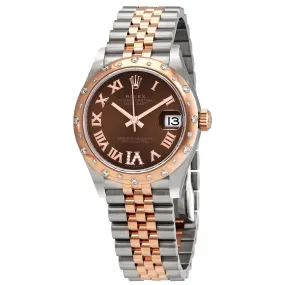 Rolex DateJust 31 Chocolate Diamond Dial Automatic Ladies Stainless Steel -18 ct Everose Gold Jubliee Watch 278341CHRDJ