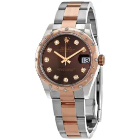 Rolex Datejust 31 Chocolate Diamond Dial Automatic Ladies Steel and 18kt Rose Gold Oyster Watch 278341CHDO