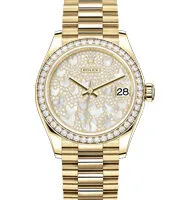 Rolex Datejust 31 Mother of Pearl Butterfly Diamond Dial Ladies President Watch 278288PAVEP