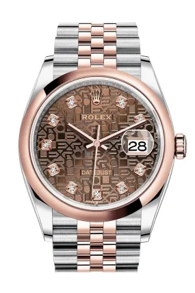 Rolex Datejust 36 Chocolate Jubilee Diamond Dial Men's Steel and 18k Everose Gold Jubilee Watch 126201CHJDJ