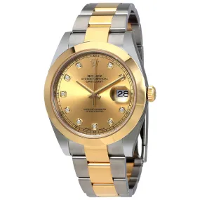 Rolex Datejust 41 Champagne Diamond Dial Steel and 18K Yellow Gold Oyster Men's Watch 126303CDO
