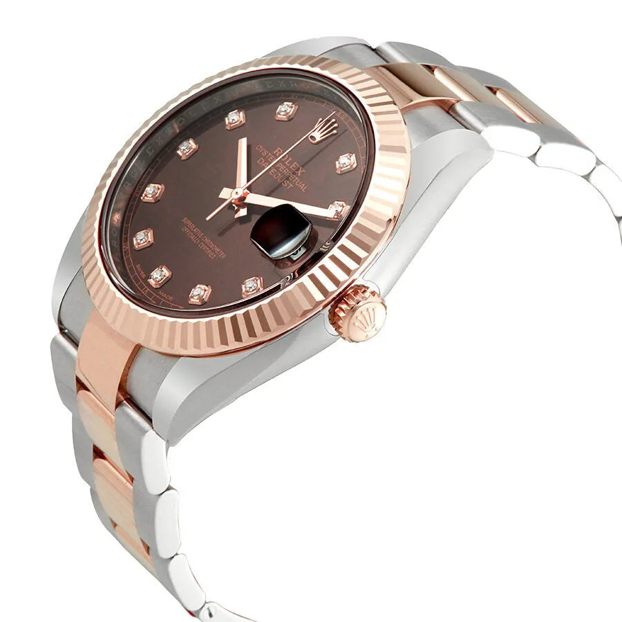 Rolex Datejust 41 Chocolate Diamond Dial Steel and 18K Everose Gold Oyster Men's Watch 126331CHDO