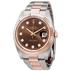 Rolex Datejust 41 Chocolate Diamond Dial Steel and 18K Everose Gold Oyster Men's Watch 126331CHDO