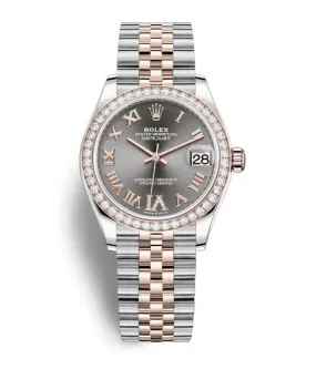 Rolex Datejust Dark Rhodium Roman Dial Automatic Ladies Steel and Everose Gold Jubilee Watch 278381DRRDJ