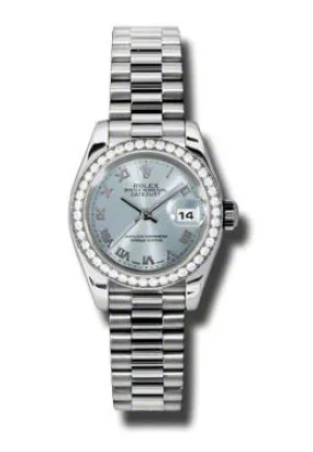 Rolex Lady-Datejust 26 Ice Blue Dial Platinum President Automatic Ladies Watch 179136IBLRP