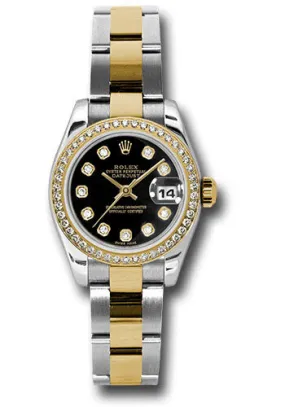 Rolex Lady Datejust Black Dial Diamond Automatic Watch 179383BKDO
