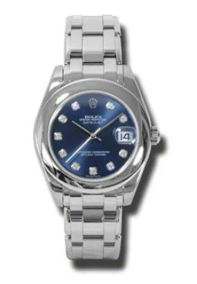 Rolex Lady-Datejust Pearlmaster Blue Diamond Dial 18K White Gold Automatic Ladies Watch 81209BLDPM
