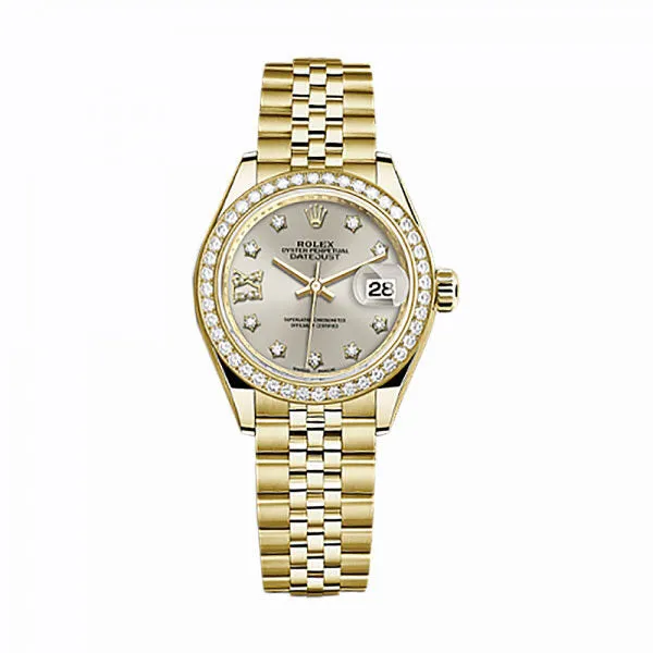 Rolex Lady-Datejust Silver Diamond Dial Automatic 18 Carat Yellow Gold Jubilee Watch 279138SRDJ