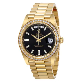 Rolex Oyster Perpetual Day-Date Black Dial Automatic Men's 18 Carat Yellow Gold President Watch 228348BKDP