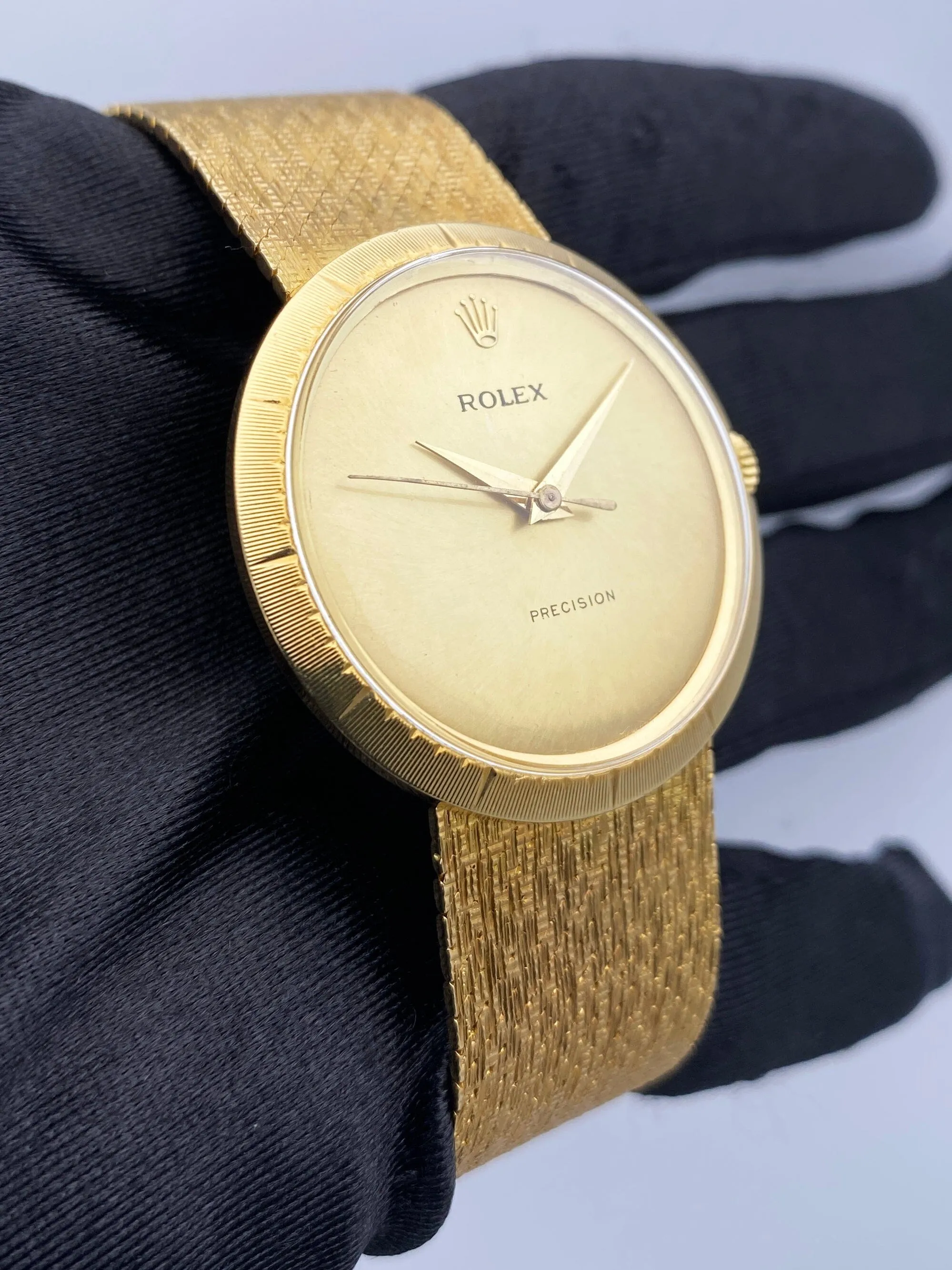 Rolex Precision 9919 Champagne Dial 18K Yellow Gold Vintage Watch